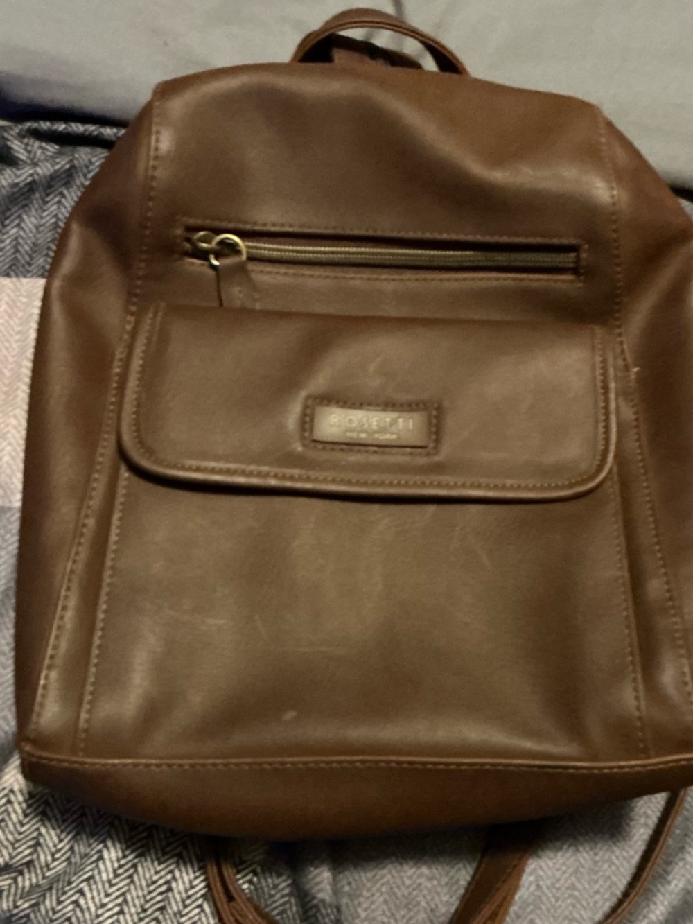 Rosetti Brown Faux-Leather Backpack for Men and Women - Picture 4 of 7